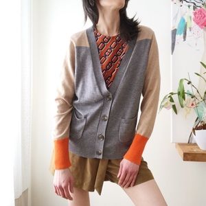 Cashmere blend colourblock cardigan